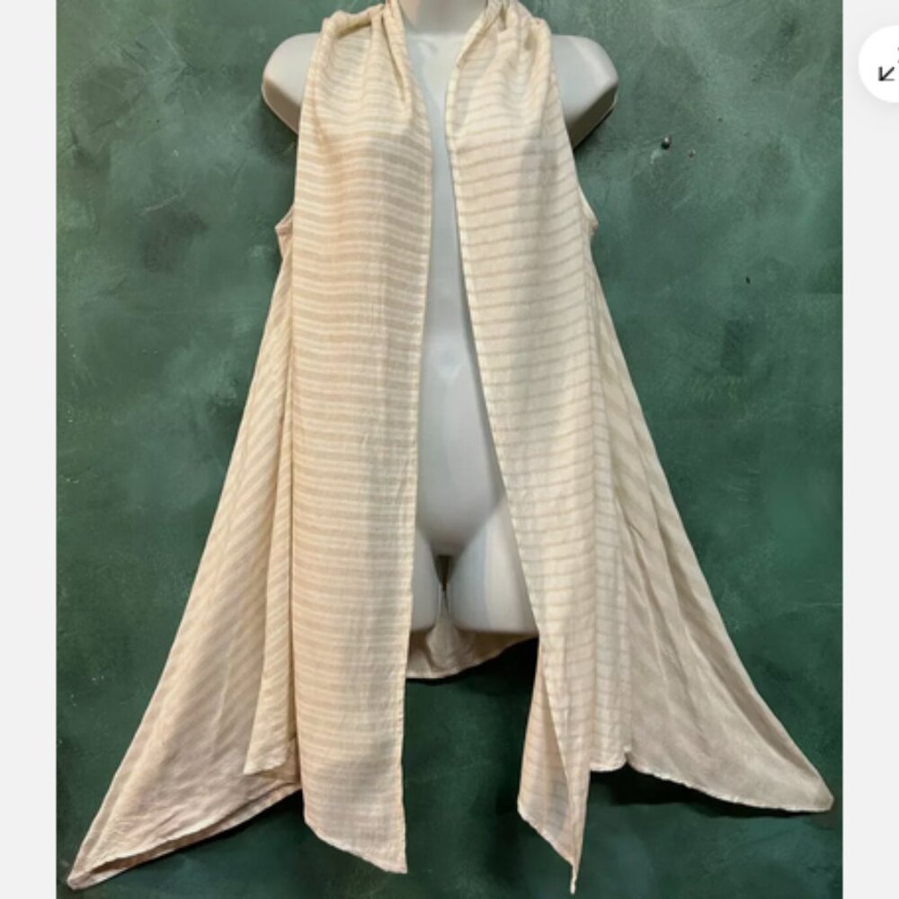 SACRED THREADS stripe lagenlook rayon flex hanky tank TOP CARDIGAN 1X